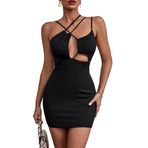 SINROYEE Kadın seksi dantelli parti kulübü elbise v yaka Bodycon kolsuz kalem midi elbise spagetti sapanlar şal, Siyah 7, L
