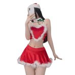 SINROYEE Kadın seksi Noel Baba Noel iç çamaşırı Cosplay Noel Elbisesi Kostüm Gecelik Kıyafetleri (yılbaşı iç çamaşırı 1)
