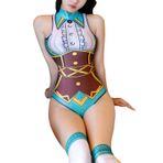 SINROYEE Kadın Tek Parça Yüksek Bel Bodysuit Anime Cosplay Kostüm Oyuncak İç Çamaşırı Seti (6)
