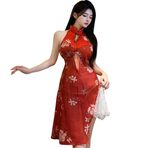 SINROYEE Kadınlar için Seksi Cosplay İç Çamaşırı Çin Cheongsam Elbise japon Anime iç çamaşırı Qipao Babydoll Kostüm Kulübü Elbisesi (Kırmızı 3)