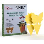 Sintut 12 adet Saksı Tipi Yapışkanlı Sinek tuzağı, UV Işığı ve Neme Dayanıklı, Çift taraflı