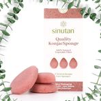Sinutan® Konjac sünger | %100 doğal (3'lü set) kırmızı ton | yüz için temizleme süngeri | detoks yüz süngeri | ekolojik hediye fikri (Konjac kırmızısı)