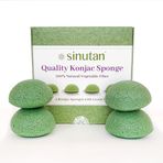Sinutan® Konjac yüz süngeri | %100 doğal | yeşil çay | yuvarlak konjac sünger gözenekleri peeling ve derinlemesine temizlemek için | yüz ve vücut