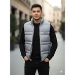 Sinwear Erkek Standart Fit Dik Yaka Cepli Fermuarlı Sıcak Tutan Mevsimlik Şişme Yelek - 2XL - Gri