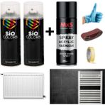 Sio Colors 2 Adet Isıya Dayanıklı Radyatör Kalorifer Petek Sprey Boya Seti+Vernik 400 ml (Bant-Zımpara-Eldiven) - BEYAZ
