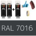 Sio Colors 2 Adet Sprey +1 Adet Vernik Antrasit Gri RAL-7016 Sprey Boya Seti 400 Ml+Zımpara+Kağıtbant+Eldiven