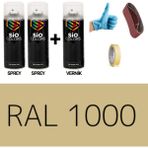Sio Colors 2 Adet Sprey + 1 Adet Vernik Bej RAL-1000 Sprey Boya Seti 400 Ml+Zımpara+Kağıt Bant+Eldiven