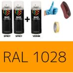 Sio Colors 2 Adet Sprey + 1 Adet Vernik Kavun Sarı RAL-1028 Sprey Boya Seti 400 Ml+Zımpara+Kağıt Bant+Eldiven