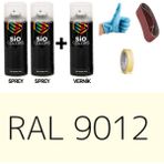 Sio Colors 2 Adet Sprey + 1 Adet Vernik Krem Beyaz RAL-9012 Sprey Boya Seti 400 Ml+Zımpara+Kağıtbant+Eldiven