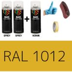 Sio Colors 2 Adet Sprey + 1 Adet Vernik Limon Sarı RAL-1012 Sprey Boya Seti 400 Ml+Zımpara+Kağıt Bant+Eldiven