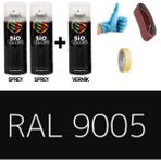 Sio Colors 2 Adet Sprey + 1 Adet Vernik Parlak Siyah RAL-9005 Sprey Boya Seti 400 Ml+Zımpara+Kağıtbant+Eldiven