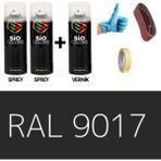 Sio Colors 2 Adet Sprey + 1 Adet Vernik Yarımat Siyah RAL-9017 Sprey Boya Seti 400 Ml+Zımpara+Kağıtbant+Eldiven
