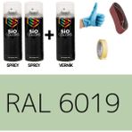 Sio Colors 2 Adet Sprey+1 Adet Vernik Beyaz Yeşil RAL-6019 Sprey Boya Seti 400 Ml+Zımpara+Kağıtbant+Eldiven - BEYAZ YEŞİL RAL-6019