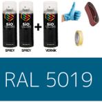 Sio Colors 2 Adet Sprey+1 Adet Vernik Capri Mavi RAL-5019 Sprey Boya Seti 400 Ml+Zımpara+Kağıtbant+Eldiven