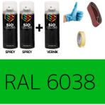 Sio Colors 2 Adet Sprey+1 Adet Vernik Floresan Yeşil RAL-6038 Sprey Boya Seti 400 Ml+Zımpara+Kağıtbant+Eldiven