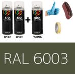 Sio Colors 2 Adet Sprey+1 Adet Vernik Zeytin Yeşil RAL-6003 Sprey Boya Seti 400 Ml+Zımpara+Kağıtbant+Eldiven