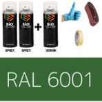 Sio Colors 2 Adet Sprey+1 Adet Vernik Zümrüt Yeşil RAL-6001 Sprey Boya Seti 400 Ml+Zımpara+Kağıtbant+Eldiven