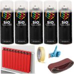 Sio Colors 5 Adet Isıya Dayanıklı Petek-Kalorifer-Radyatör-Klima Vernikli Sprey Boya Seti 400 ml - KIRMIZI