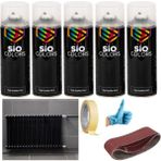 Sio Colors 5 Adet Isıya Dayanıklı Petek-Kalorifer-Radyatör-Klima Vernikli Sprey Boya Seti 400 ml - SİYAH