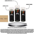 Sio Colors Akrilik Sprey Boya Seti 400 ml Bej RAL-1001 - Zımpara - Kağıt Bant - Eldiven