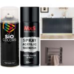 Sio Colors Isıya Dayanıklı Petek-Kalorifer-Radyatör-Klima Sprey Boya Seti 400 ml + Vernik 400 ml - ANTRASİT GRİ