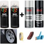 Sio Colors Jant-Spolier Boya Seti 2 Adet Sprey + Astar + Vernik + Zımpara + Bant + Eldiven Sprey Boya 400 ml - XX BEYAZ