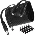 SIOCEN 【2'li Paket】 20ft Dc 12v Güç Uzatma Kablosu, 5,5 mm x 2,1 mm 12v Uzatma Kablosu Güvenlik Kamera Kablosu Düz Erkekten Dişiye CCTV IP İç Mekan Kamera Dvr Bağımsız LED Şerit, Besleme Adaptörü