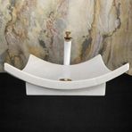 Sipahi Marble Afyon Beyaz Mermer Yaprak Model Ayaklı Lavabo