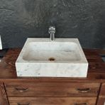 Sipahi Marble Afyon Bulutlu Batarya Çıkışlı Dikdörtgen Lavabo - Beyaz