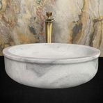 Sipahi Marble Afyon Bulutlu Kalın Kenar Yuvarlak Lavabo