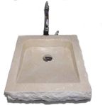 Sipahi Marble Bej Mermer Dışı Patlatma Kare Lavabo