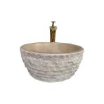 Sipahi Marble Bej Mermer Dışı Tarama Kalın Kenar Lavabo