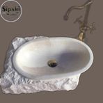 Sipahi Marble Bej Mermer Elips Kaya Lavabo