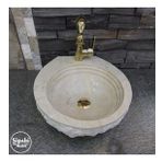 Sipahi Marble Bej Mermer Roma Model Lavabo - Batarya Çıkışlı