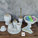 Sipahi Marble Beyaz Mermer 10 Parça Banyo Seti