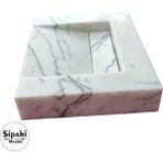 Sipahi Marble Gizli Giderli Mermer Lavabo - Beyaz
