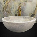 Sipahi Marble Gümüş Traverten Ince Kenar Yuvarlak Lavabo
