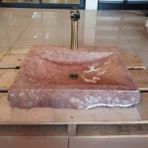 Sipahi Marble Kırmızı Traverten Batarya Çıkışlı Kare Lavabo