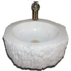 Sipahi Marble Kristal Beyaz Batarya Çıkışlı Patlatma Lavabo