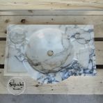 Sipahi Marble Menekşe Mermer Sabunluk Detaylı Fırfırlı Lavabo - Renkli