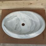 Sipahi Marble Muğla Beyaz Mermer Bombeli Oval Lavabo