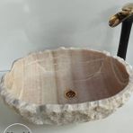 Sipahi Marble Onyx Mermer Oval Lüks Lavabo - Bal Rengi