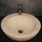 Sipahi Marble Traverten Batarya Çıkışlı Yuvarlak Tasarım Lavabo