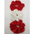 sipariş vakti Saten Saç Tokası Scrunchie Toka 3 adet (Kırmızıbeyaz001)