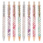 SIPLIV 8 Parça Metal Parıltılı Tükenmez Kalemler Bling Balık Tartıları Kafes Tükenmez Kalemler, Geri Çekilebilir Kalem Siyah Mürekkep Kırtasiye Ofis Malzemeleri Kadın Kızlar için - Çok Renkli