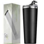 SipX™ Üçlü Yalıtımlı Bardaklar - 22 oz. Kapaklı Premium Modern Bardak, Yalıtımlı Bardak 12 Saat Sıcak Tutar, Sürdürülebilir Malzemeden Yapılmış Paslanmaz Çelik Bardak, Ev ve Ofis İçin Kahve Seyahat
