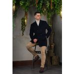 Sir Kruvaze Sivri Yaka Balıksırtı Kaşmir Regular Fit Erkek Kaban - 60 - Lacivert