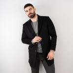 Sir Regular Fit Erkek Kaşe Kaban - 44 - Siyah