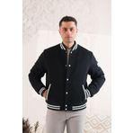 Sir Regular Fit Kaşmir Astarlı Çıtçıt Kapamalı Kolej Yaka Erkek Mont - 58 - Siyah