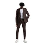 SİR Regular Fit Yarım Astarlı%100 Linen (Keten) Kumaş Takım Elbise KAHVE 56-6 Drop